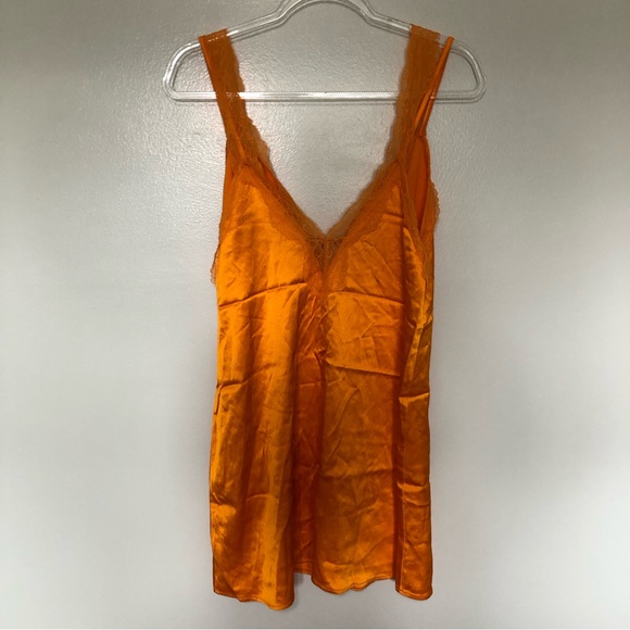 Zara Dresses Zara Satin Slip Dress With Lace Orange Large Poshmark